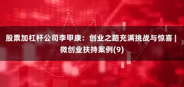 股票加杠杆公司李甲康：创业之路充满挑战与惊喜 | 微创业扶持案例(9)