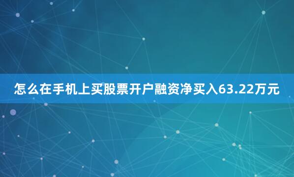 怎么在手机上买股票开户融资净买入63.22万元