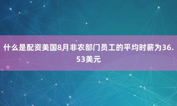 什么是配资美国8月非农部门员工的平均时薪为36.53美元